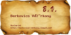 Berkovics Várkony névjegykártya